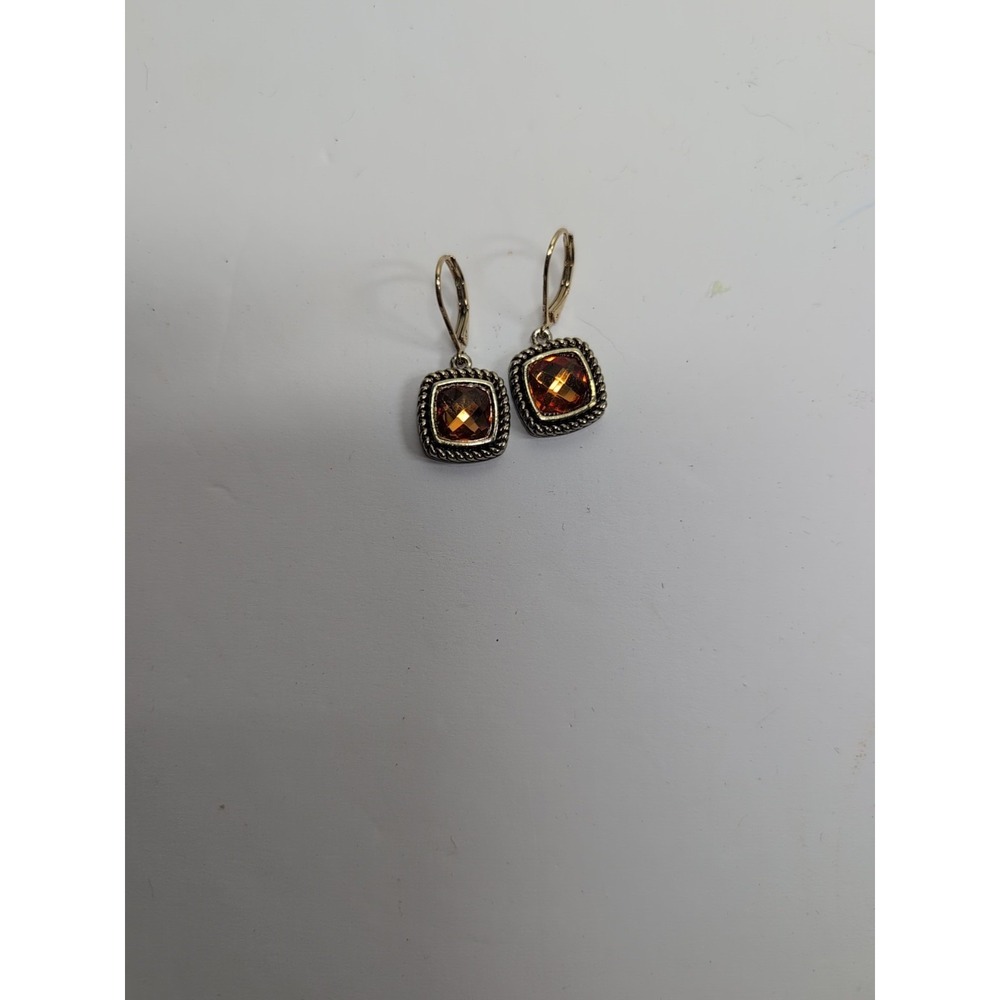 Napier Gold tone and Simulated Citrine Crystal Dangle Earrings